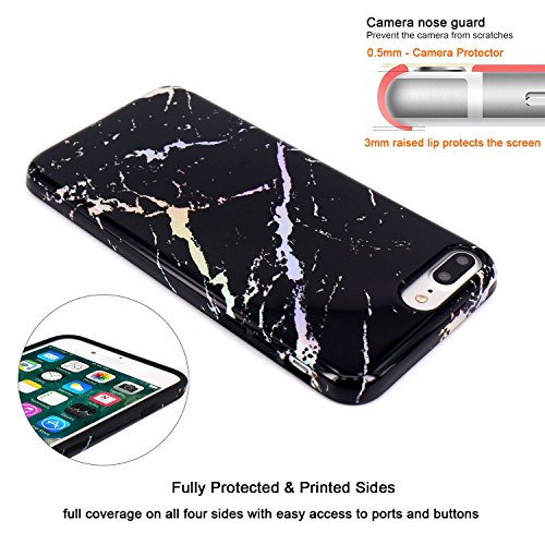 JIAXIUFEN iPhone 7 Plus Funda  Funda de Silicona Suave Case Cover Protecci  n C  scara Soft Gel TPU Carcasa Funda para Apple iPhone 7 Plus iPhone 8 Plus - Shiny Change Color Black M  rmol Dise  o