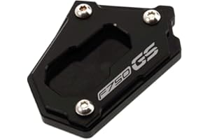 LongGreat CNC Aluminium Motorrad BM&W Seitenständer Vergrößern Unterstützung Fuß-Verbreiterung Ständer Platte für R1200GS/R1250GS/F750GS/F850GS ADV LC/Rallye HP (Schwarz,F750GS)