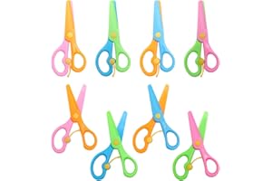 Rebanky Nożyczki dla dzieci, do szkoły, 8 sztuk, nożyczki dla małych dzieci, nożyczki do przedszkola, z ostrzem z tworzywa sztucznego, do rękodzieła, scrapbookingu, akcesoriów artystycznych