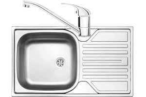 DEANTE Edelstahlspüle inkl. Armatur Einbauspüle Spülbecken Spüle Küchenspüle, 76x43,5 cm, ZELB0110, eckig