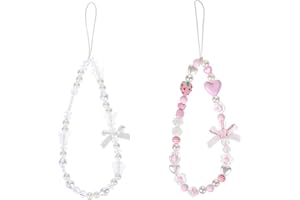 Jeqqinuz 2 Stück Handyanhänger Handykette Perlen Bag Charms, Handykette Kurz Cute