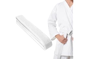 DOKRIN Cinturones de traje de judo Cinturón de Judo y Karate de 180 cm, Cinturón Profesional de Taekwondo, Cinturón Grueso de Tela de Aikido para Niños y Adultos, Cinturón de Karate (Blanco)