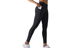 JTSONN Leggings Sportivi da Donna Pantaloni Sportivi Yoga a Vita Alta con Tasche Lunghi e Coprenti Legging Palestra Donna da Corsa Fitness