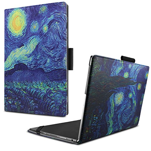 Lenovo Yoga Book hülle,Infiland Slim Fit Folio PU-lederne dünne Kunstleder Schutzhülle Cover Tasche für Lenovo Yoga Book 25,65cm (10,1 Zoll Full HD) 2-in-1 Tablet PC (mit Auto Schlaf / Wach Funktion)(Sterne)