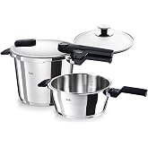 Fissler Vitaquick&reg; Elemental D&uuml;d&uuml;kl&uuml; Tencere Seti (6,0 + 3,5 L, &Ccedil;ap 22 cm) Ada&ccedil;ayı Yeşili - Alman Malı, 2 Pişirme Seviyesi, C