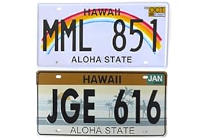 OPO 10 - Juego de 2 Placas de matrícula metálicas de EE. UU. - réplicas de Placas estadounidenses Reales Hawaii