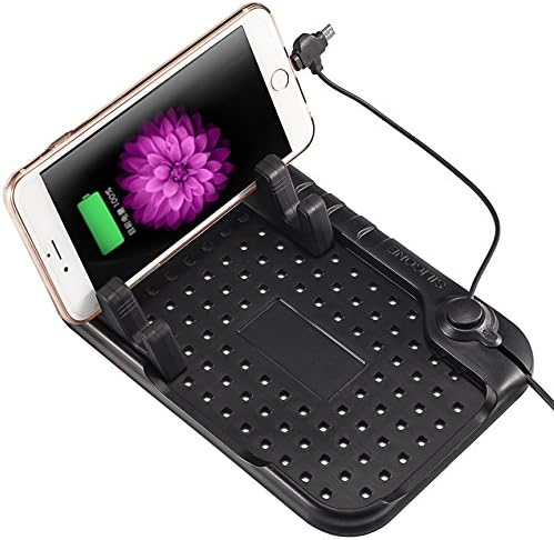 iManson Car Mount Silicone Car Holder Charging Car Dashboard Mat Magnetic Instrument Panel With 2 in 1 USB Charging Cable for Android and Iphone Device