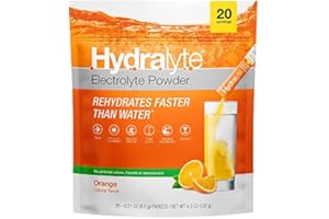 Hydralyte Effervescent Electrolytes Powder Sachets - 20 Flavoured Sticks - Rapid Rehydration - Prevent Dehydration - Achieve Optimal Hydration (20 Sachets, Orange)