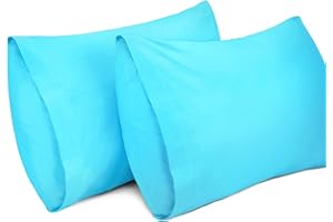 Lirex 2-Pack Poszewki na poduszki, 100% bawełna 400 nici oddychająca poszewka na poduszki pokrowce (jasny niebieski, 50 x 75 cm)