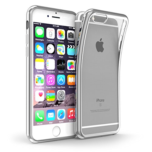 iPhone 6 Case,iPhone 6s Case,Splaks [Moonlight Silver] Extra Shock-Absorb Clear back panel+Silver Metal Plating Frame,Extreme Lightweight Soft Flexible Silicone Rubber Anti-Scratch Protective Case For iPhone 6/6s-Moonlight Silver