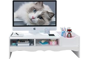 MOTT 50 Support pour écran d'ordinateur, rehausseur d'ordinateur portable avec gestion des câbles, étagère de bureau pour TV, ordinateur portable, PC, rangement de bureau