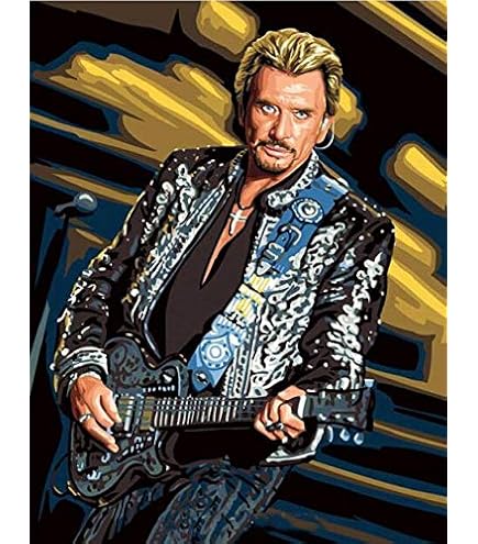Kit Peinture Diamant 5D Johnny Hallyday - Tableau En Strass Mosaïque 40x55cm, Loisir Créatif DIY, Broderie Diamant Complète Avec Outils - 8