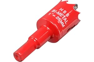 IHOMEPARK Sierras de Corona 25 mm, M42 HSS Bi-Metal Coronas Perforadoras con Adaptador y Broca Piloto Profundidad de Corte 27 mm, Abridor de Agujero para Metal Aluminio Madera PVC Plástico/Rojo