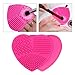 KEDSUM Makeup Brush Cleaning Mats,Makeup Brush Cleaner with 1 Apple Shaded Large Mat,1 Heart Shaped Small Mat and 1 Makeup Sponge, Portable Washing Tool Silicone Brush Cosmetic Brush Cleaning Set of 3 (Rose)