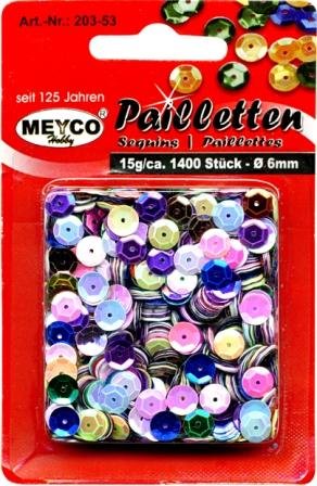 Preisvergleich Produktbild 3000 Pailletten Cuvette 6mm bunt gemischt 203-23