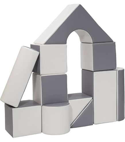 Velinda – Set De 4 Blocs De Mousse Avec Petit Pont – Jaune, Vert, Bleu, Orange – Pour Crèches Et Maternelles