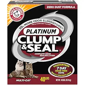 Arm & Hammer Clump & Seal Platinum Litter, Multi-Cat, 40lb