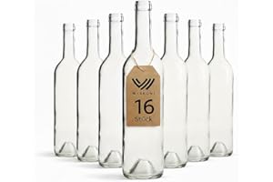 WYSKONT Bouteille 750ml Bordeaux 16 pièces - Bouteilles de vin vide pour brasserie à la maison - Boîte de rangement pour boissons - Décoration de service - En verre transparent