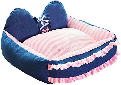 LM921 Warm Pet Pad, Winter Back Dog Kennel Pet Pad, Warm Pad Waterproof Adjustable Chewy Thread Insulation Bed, Pink Stripe Removable And Removable Pet Sofa, Small Medium And Large Kennel, Blue ( Size : M )