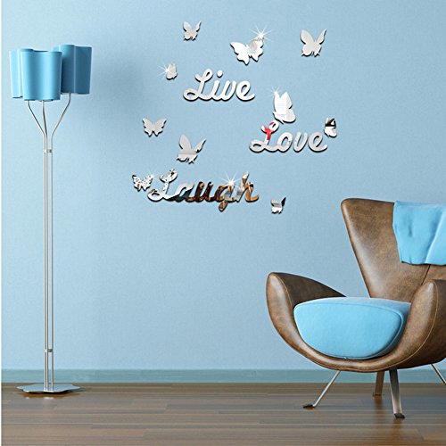Live Love Laugh Schmetterling 3D Spiegel Wandaufkleber Wandtattoos Aufkleber Wandsticker Startseite - 3