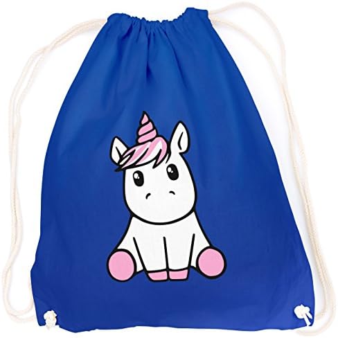 Vanverden Sports Gym Bag Cute Unicorn sweet cute fluffy Unicorn with Gift Card, Children (Unisex), Bright Royal (Blau)