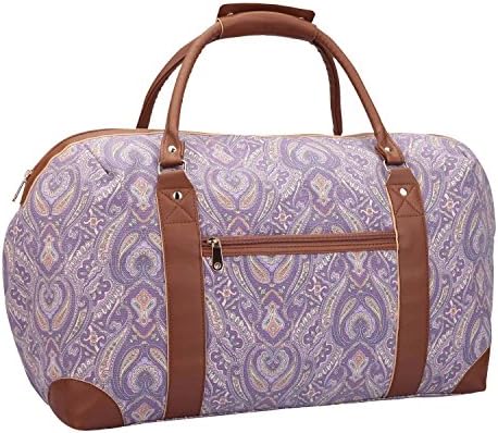 Womens Canvas Overnight Holdall Maternity Bag Ladies Tote Handbag Hand Luggage Large Travel Bags (2163 Purple Paisley)