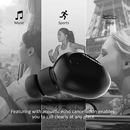 EZ Generation S600 Mini Auricolare Bluetooth,Invisibile V4.1 Wireless Bluetooth Orecchio Auricolare Headset Sportive Cuffie Auricolari Senza Fili Piccolo Cuffie Bluetooth con Microfono per iPhone,iPad,Macbook Air,Surface Pro4,Samsung Galaxy,Huawei,LG,Xiaomi,Vivo,Oppo,Sony,HTC e la maggior parte degli altri Smartphone e Tablet( Nero)