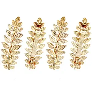 4 Pcs Gold Toga Party Halloween Greek Goddess Costume Gold Leaves Hair Barrettes (Halloween Gold Leaf Hair Clips)