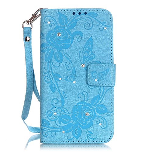 Samsung Galaxy A5 2016 Model/A510 Hülle [Bildschirmschutz aus gehärtetem Glas], Grandoin Retro Leder Foliant Stoßabfangende Hülle, exzellente Qualität buntes elegantes Muster Design Premium PU Verschluss genaue Passform Riemen-Leder Geldbörse schützende Schnapp-Hüllen-Abdeckung für Samsung Galaxy A5 2016 Model/A510 mit [Kreditkarten Einschub] Ständer Funktion