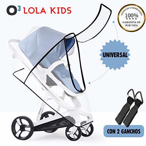 O³ Lola Kids Burbuja Lluvia Universal Silla Paseo Con 2x Gancho Carrito Bebe - Protector De Lluvia Universal Para Silla De Paseo- Protege De Lluvia - Viento - Humedad- Nieve- Con Ventana De Contacto