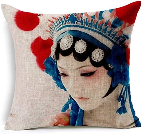ZLYAYA Sofa Pillow,Cushion,Decorative Pillows,Throw Pillow,Pillow cotton embrace the old Facebook pillow art Chinese sofa rely on the national car by the cover of Beijing opera drama, 180g 45 * 45 cotton core
