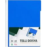 Telli Dosya Mavi A4 &ndash; 50'li Paket Plastik Klas&ouml;r Delikli