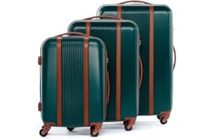FERGÉ set di 3 valigie viaggio MILANO - bagaglio rigido dure leggera 3 pezzi valigetta 4 ruote verde