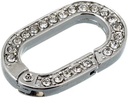 5pc "O" Shaped Diamente Ring Clasp for Jewelry Making 29x17.5mm CA028-4 (Silver Tone)