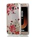 Produktbild Hülle Silikon für Galaxy J7 2017,Glitzer Hülle für Galaxy J7 2017,Leeook Luxus Elegante Bling Funkeln Glänzend Glitzer Bunt Weiß Rot Blumen Muster Weich Transparent Kristallklar Ultra Thin Dünn Schutzhülle Protective Skin Back Shinning Cover Etui Schale für Samsung Galaxy J7 2017 + 1 x Schwarze Eingabestift-Weiß Rot Blumen