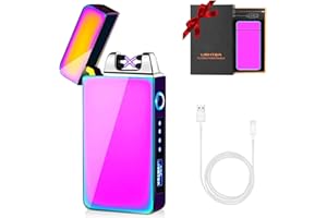 KIPIDA Mechero Eléctrico, Encendedor Eléctrico USB Recargable, Regalo Hombres Papá, Regalo para Día del Padre, Llama Prueba de Viento Recargable Encendedor para Hombre Papá Mujer Cocina