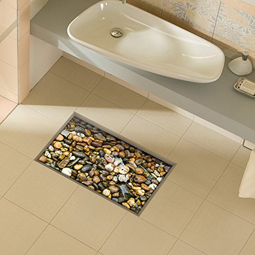 Ungfu Mall 1 PC 3D Badezimmer Wasserdicht Cobblestone Muster Fußboden-Aufkleber Anti Slip Waschbar Dusche-Raum-Dekor