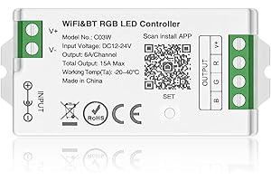 BTF-LIGHTING C03W RGB SMD FCOB 4PIN Striscia LED 2,4GHz WiFi Group Controller Alexa Google Home Smartphone APP Control Compatibile con WR01RF LM096 FUT095 FUT096 B3 T3 Mi-Boxer/Mi-Light RGB Remote