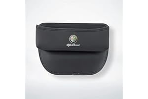 TBMAKE Car Seat Gap Organizer per Alfa Romeo Sportiva Giulia Stelvio Mito Giulietta Tonale Scatole portaoggetti Gap Filler Console Tasca Laterale Borse,Black