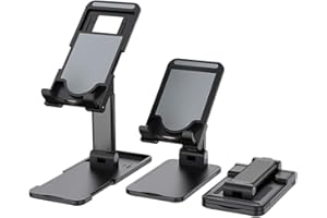 SANTER LABS Soporte Universal Reforzado Ajustable para Móvil y Tablet 4”-7,2” Multiángulo 0-100 Grados Diseño de Mesa Compatible con Modelos Apple (iPhone-iPad) Samsung Huawei Xiaomi (Negro)