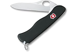 Victorinox Sentinel Clip Swiss Army Knife, Large, Multi Tool, 5 Functions, Large Locking Blade, One Hand, Black