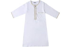 Meijunter Enfants Musulmans Jubba Thobe Ramadan Caftan Arab Islamique Manches Longues Garçons Prière Kandoura Modest Maxi Robe