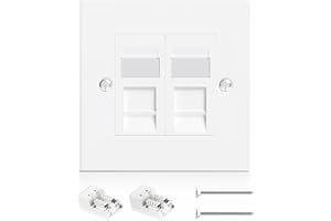 VCELINK RJ45 Socket Cat6 Ethernet Wall Socket Double Port Faceplate Flat Wall Plate for CAT6/CAT5E/CAT5 Network Cable with Keystone Jack Modular 1 Pack