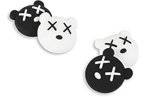 PERFECTSIGHT Lot de 4 jolis capuchons de pouce pour console Nintendo Switch OLED/Lite, 3D, Kawaii en silicone souple, motif ours noir et blanc