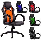 SPS-Racing exclusiver Racing Fauteuil Chaise de Bureau pivotante Chaise de Bureau Gaming Office Chair - Noir/Orange