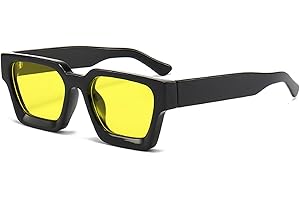 YAMEIZE Rettangolari Quadrati Occhiali da Sole-da Uomo Moda Rettangolari da Donna con Protezione UV400 Retrò Vintage Occhiali