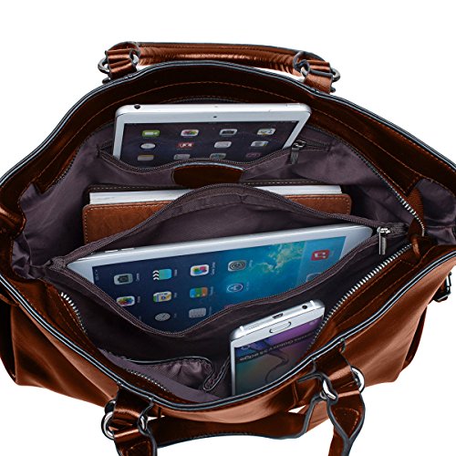 S-ZONE Frauen 3-Weg-Tragen Echtes Leder Tasche Handtasche Schultertasche - 4