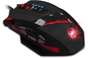DLAND Mouse da gioco 12 pulsanti programmabili LED USB ottico professionale di alta precisione Mouse Wired Gaming mouse, 4000 DPI,compatibile con Windows 7, 8, XP, Vista, ME, 2000 e così via(nero)
