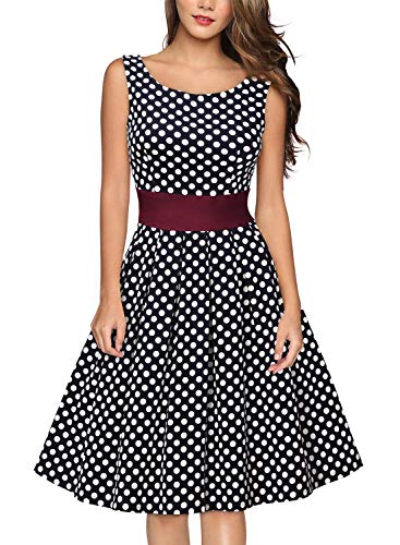 MIUSOL Retro Vintage Années 50 Audrey Hepburn Robe de Soirée et Cocktail Femme - Bleu - Medium (EU38)