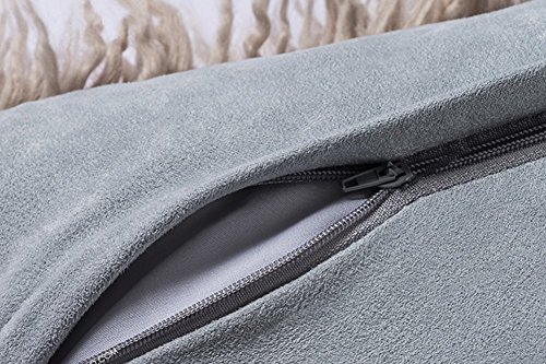 LIVEBOX Deluxe-Kissenbezug, Heimdeko, Dekorativer Kissenbezug aus superweichem Plüsch, Mongolisches Kunstfell, 100 % Polyester, grau, 20 x 20 Inch - 3